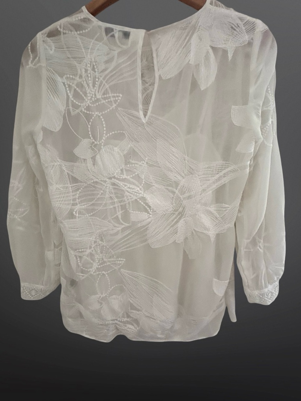 Reiss Rosie Floral Lace Blouse Ivory Size 4 - Picture 4 of 9